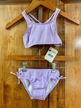 Salt Life Youth Girls Lavender Ribbed Two-Piece Swimsuit Set